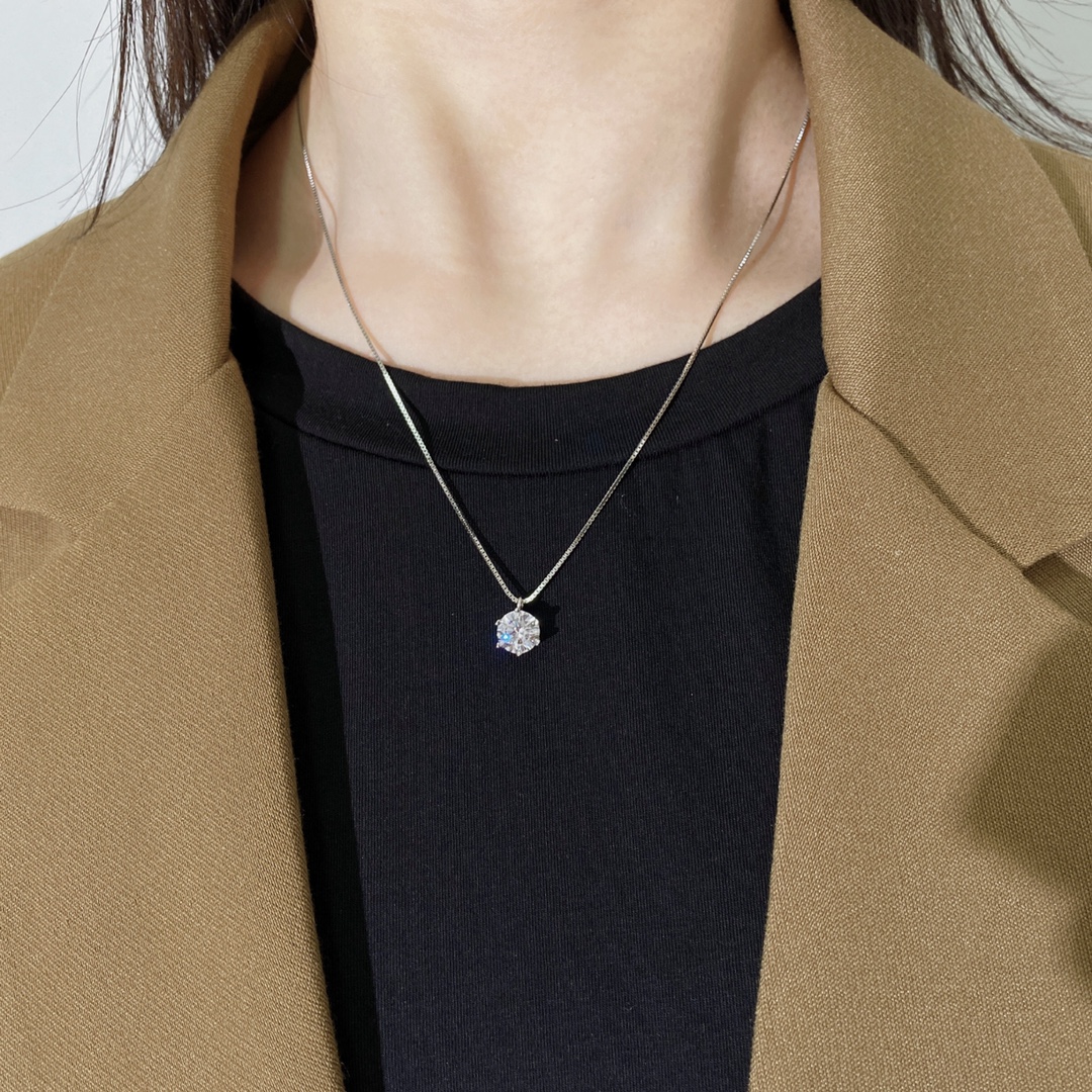 Tiffany & Co. Tiffany六爪3克拉单钻S925银可伸缩项链