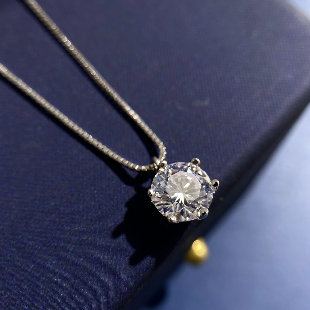 Tiffany & Co. Tiffany六爪3克拉单钻S925银可伸缩项链