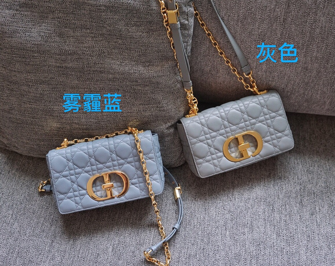 Dior Caro Bags Handbags Blue Grey