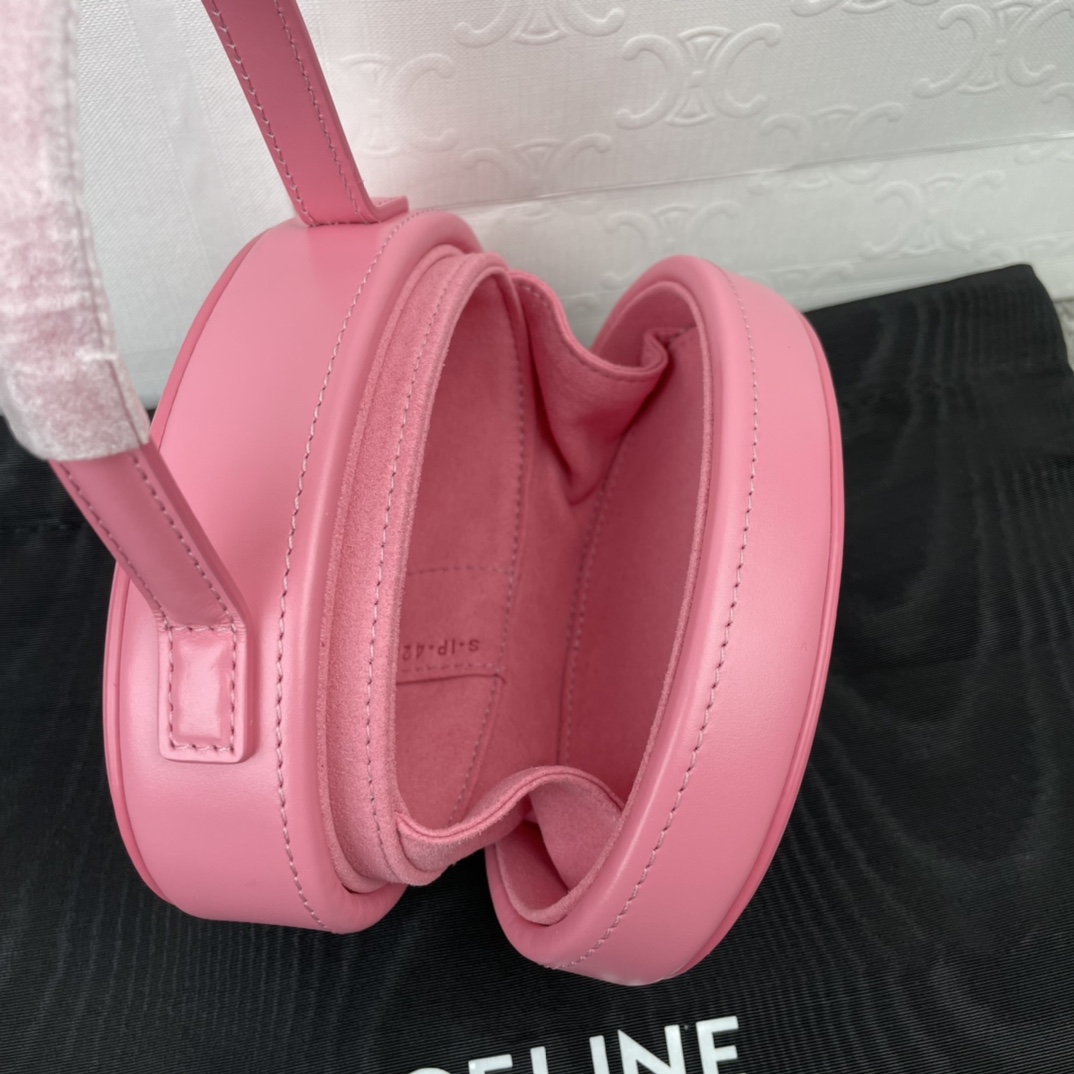 CELINE CUIR TRIOMPHE 光滑牛皮革椭圆形化妆包198613粉色