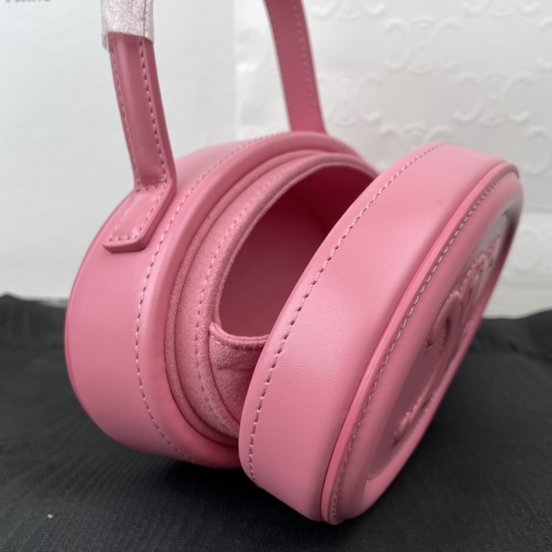CELINE CUIR TRIOMPHE 光滑牛皮革椭圆形化妆包198613粉色