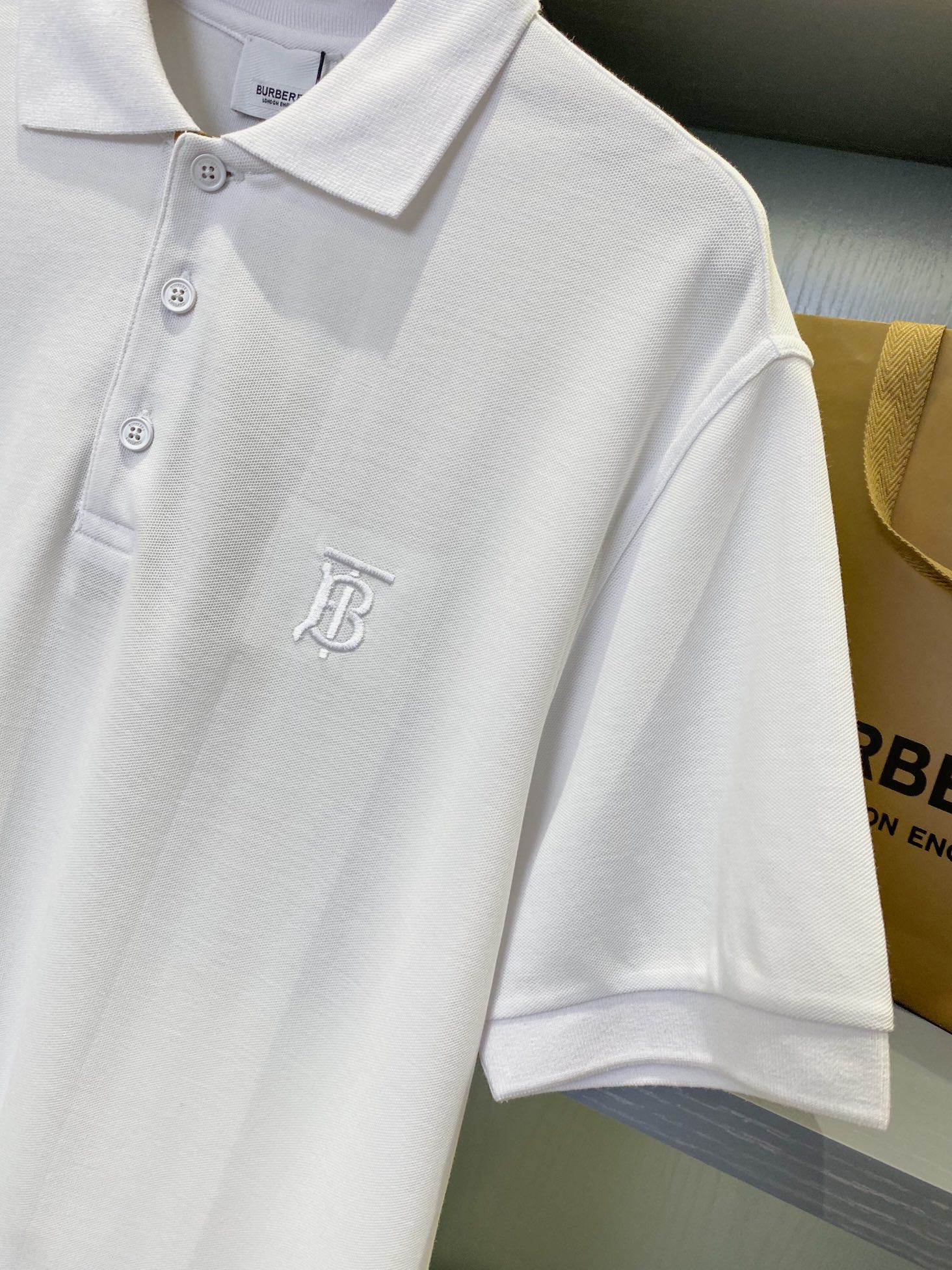 Burberry BBR 巴宝莉 Tb刺绣格纹装饰商务休闲短袖polo衫