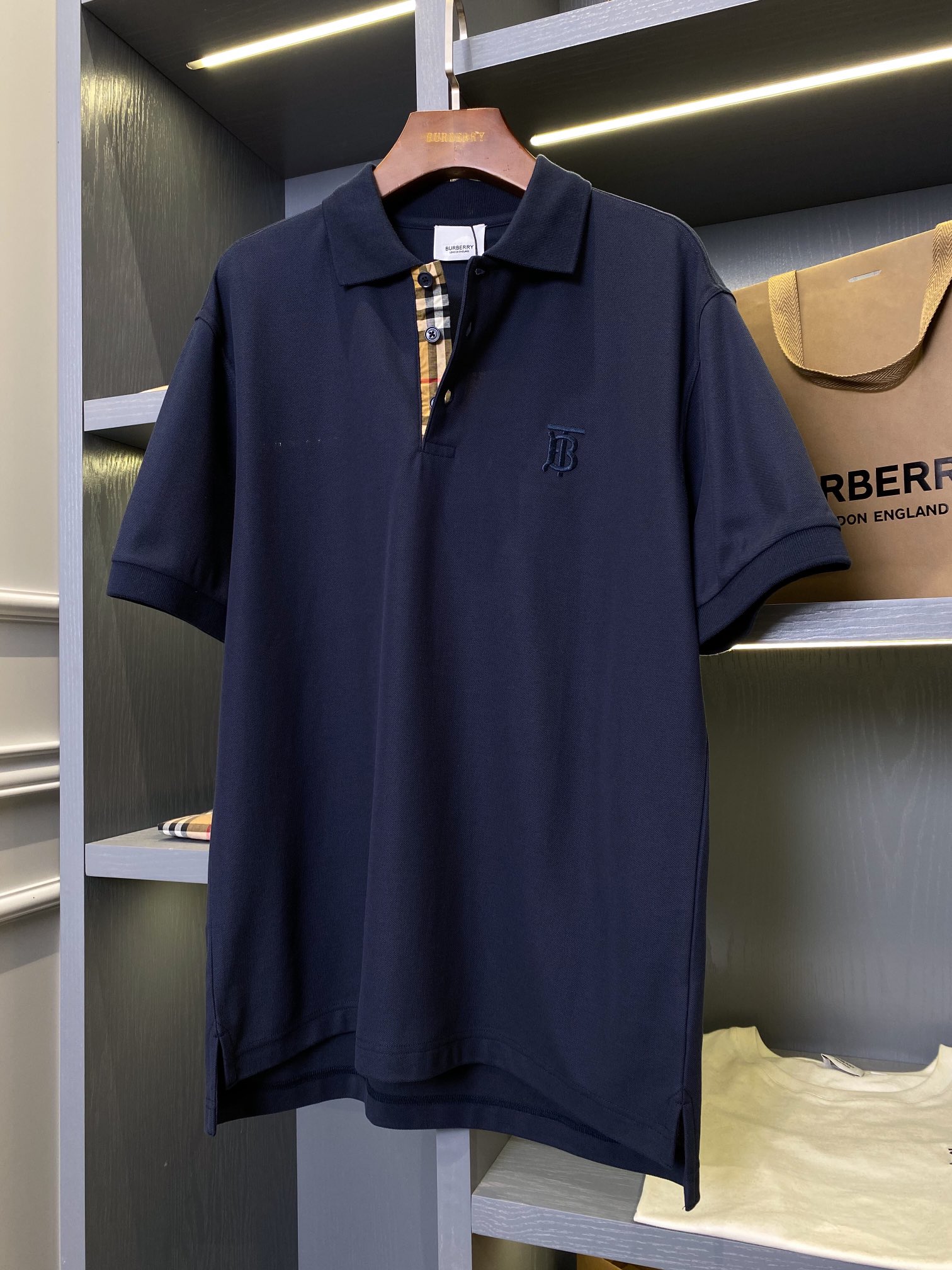 Burberry BBR 巴宝莉 Tb刺绣格纹装饰商务休闲短袖polo衫