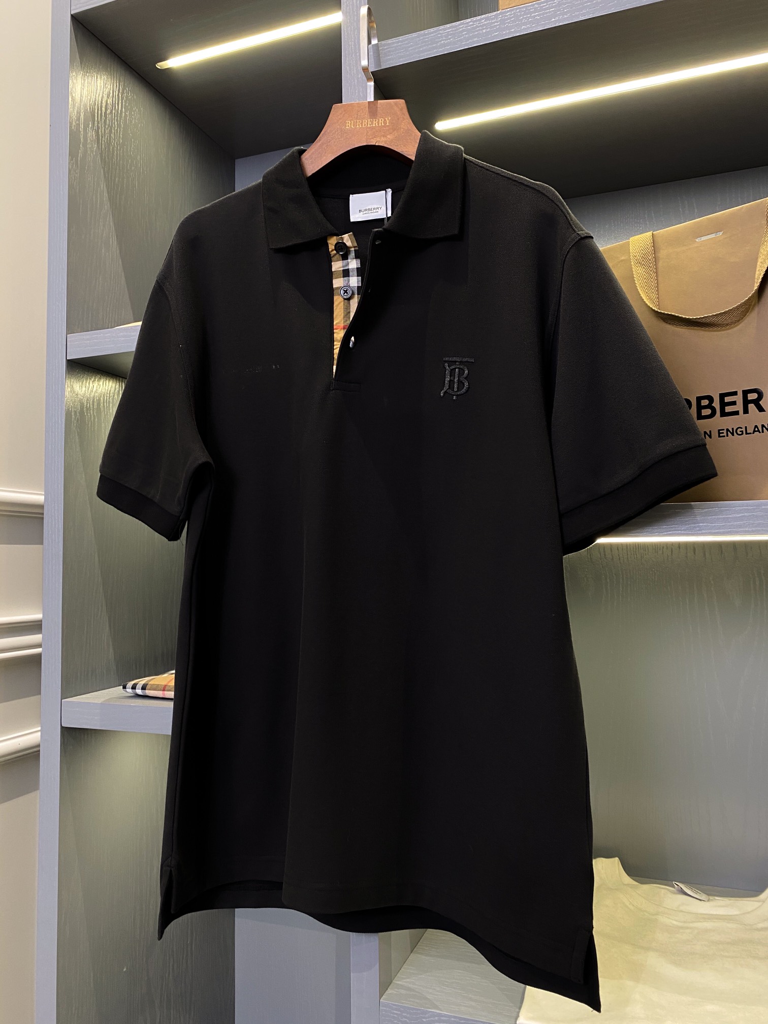 Burberry BBR 巴宝莉 Tb刺绣格纹装饰商务休闲短袖polo衫