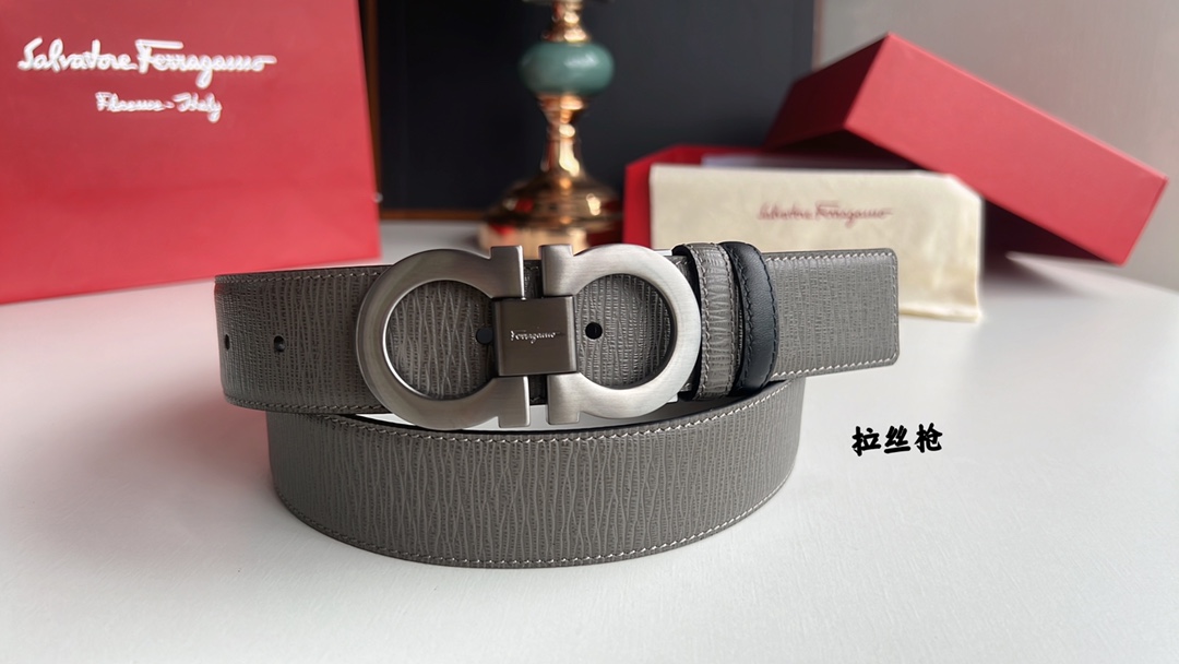 Ferragamo菲拉格慕   精致8字金属扣男士质感腰带3.5cm