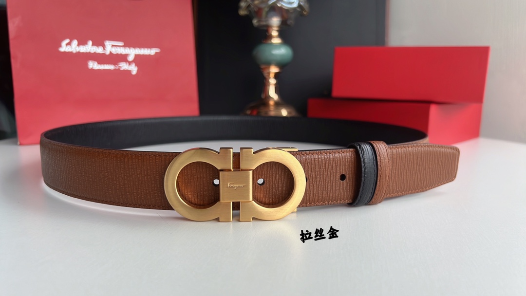 Ferragamo菲拉格慕   精致8字金属扣男士质感腰带3.5cm