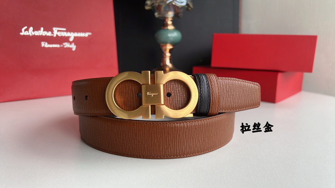 Ferragamo菲拉格慕   精致8字金属扣男士质感腰带3.5cm
