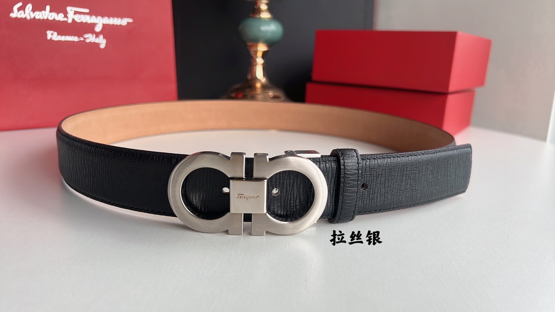 Ferragamo菲拉格慕   精致8字金属扣男士质感腰带3.5cm