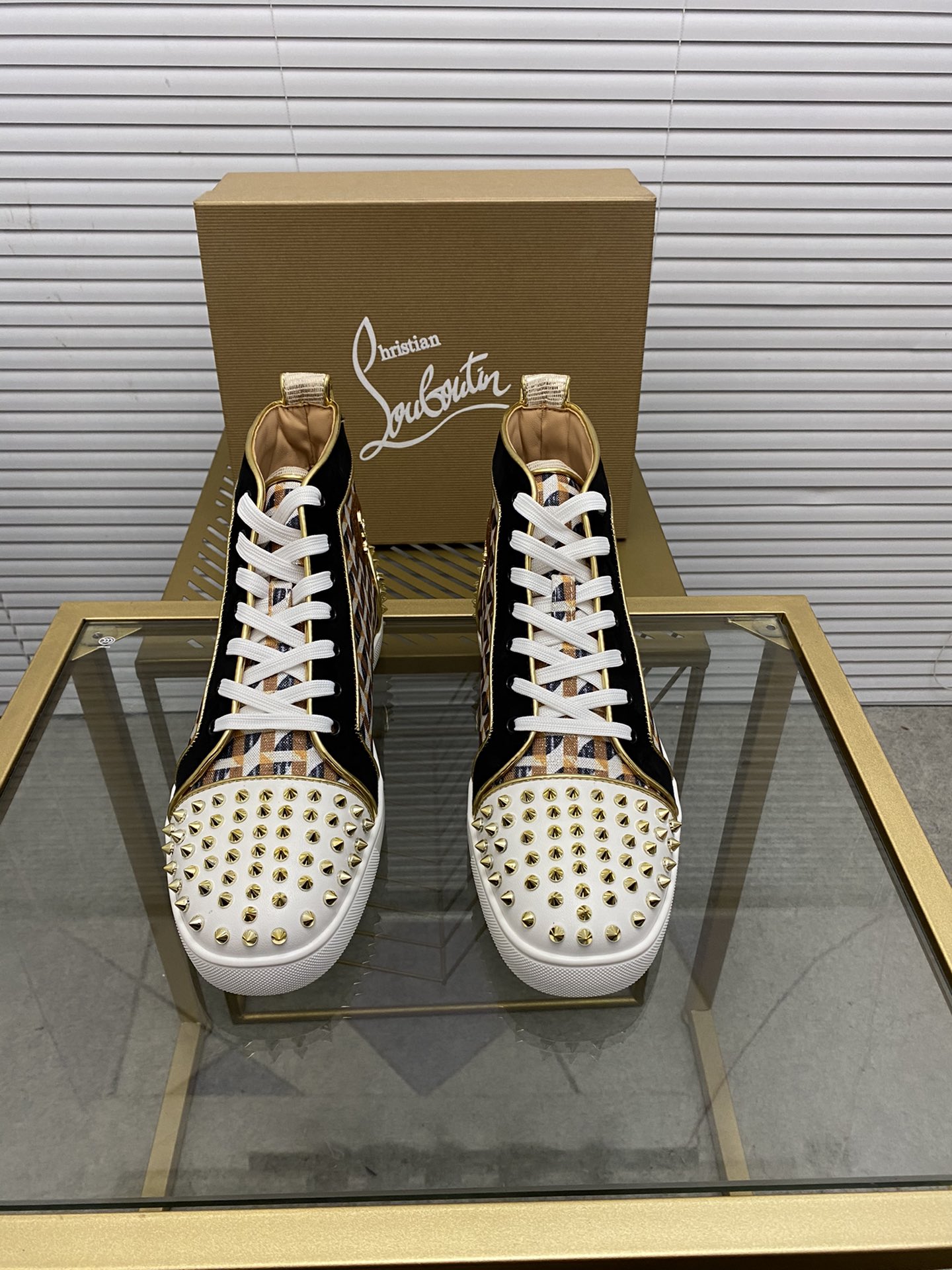 Christian Louboutin Spike High-Top Sneakers, Designer Shoes for Men and Women