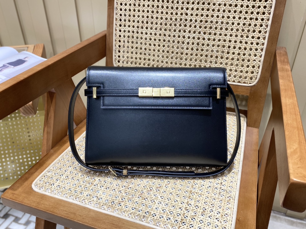 Ysl 𝑴𝒂𝒏𝒉𝒂𝒕𝒕𝒂𝒏 29CM曼哈顿法棍包 579271黑色牙签纹金扣