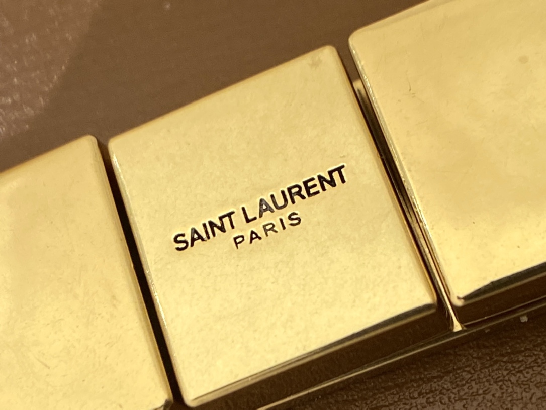 Ysl 𝑴𝒂𝒏𝒉𝒂𝒕𝒕𝒂𝒏 29CM曼哈顿法棍包 579271棕皮配杏色帆布金扣
