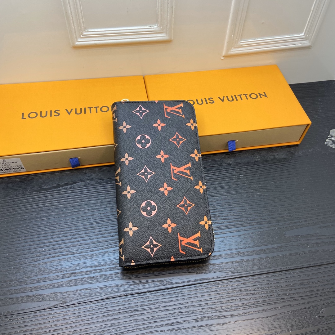 Close-up of leather texture on zip around wallet