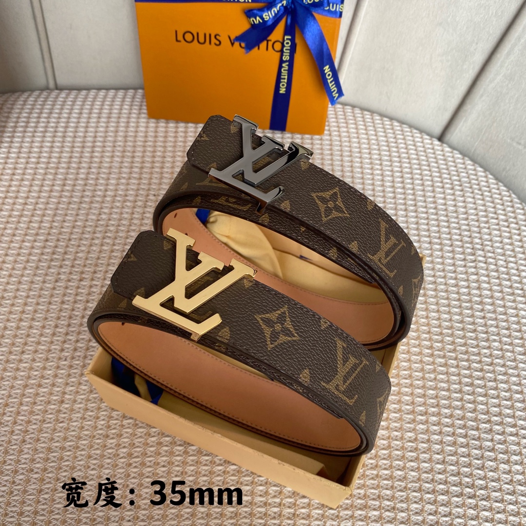 Louis Vuitton Belts Calfskin Canvas Cowhide Frosted