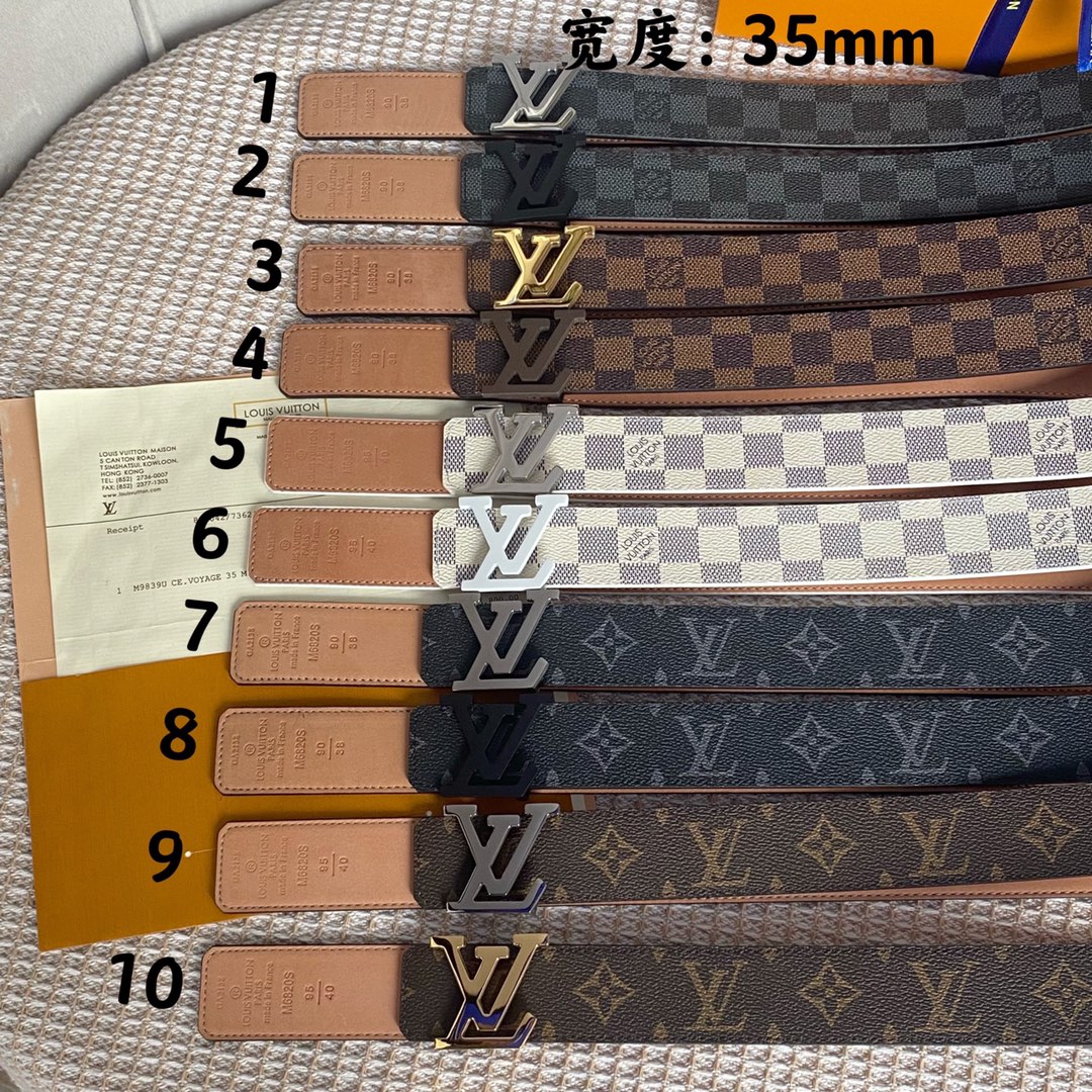 Louis Vuitton Belts Calfskin Canvas Cowhide Frosted