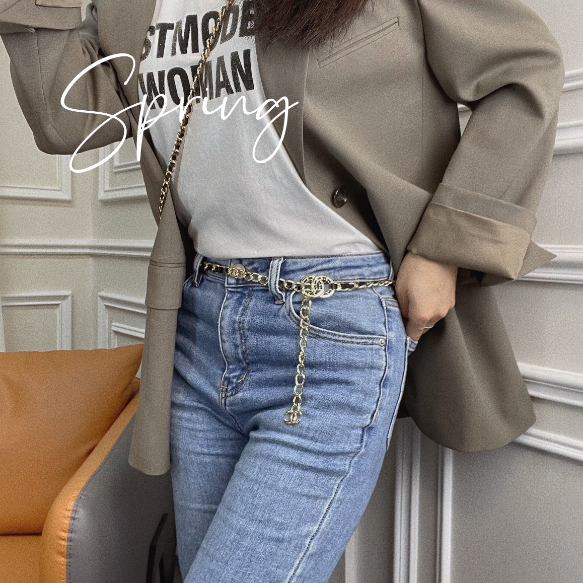 新款☑️CHANEL香奈儿双c黑皮绳腰带腰链