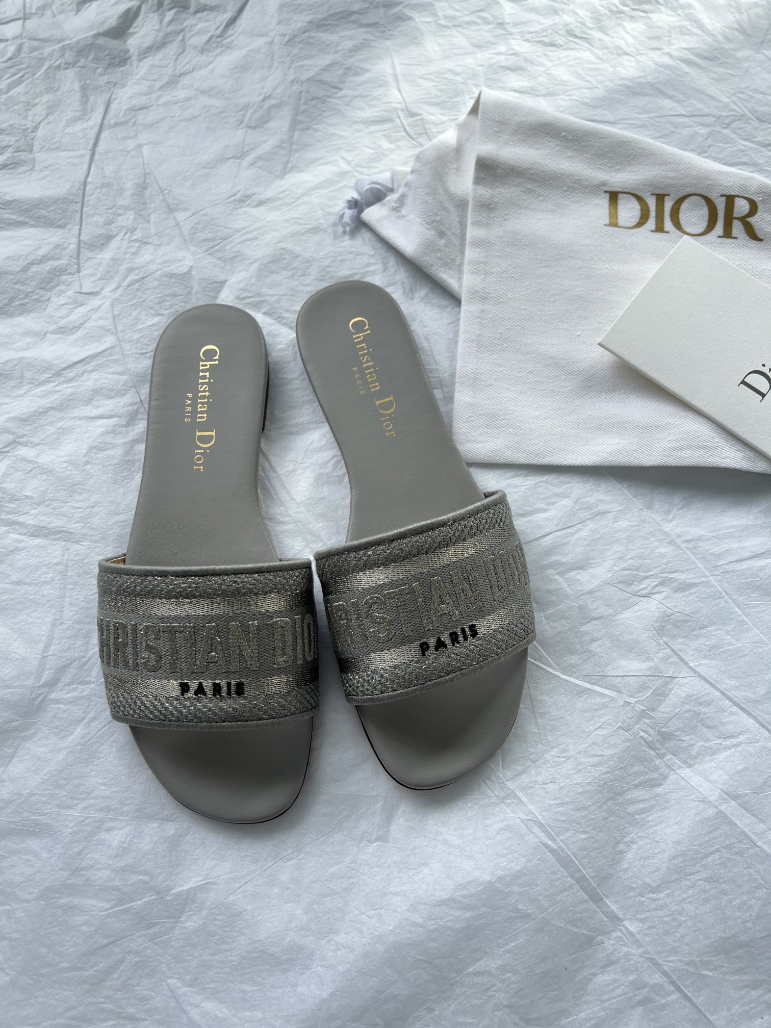 Wholesale Designer Shop
 Dior Shoes Slippers Embroidery Cotton Cowhide Genuine Leather Spring/Summer Collection