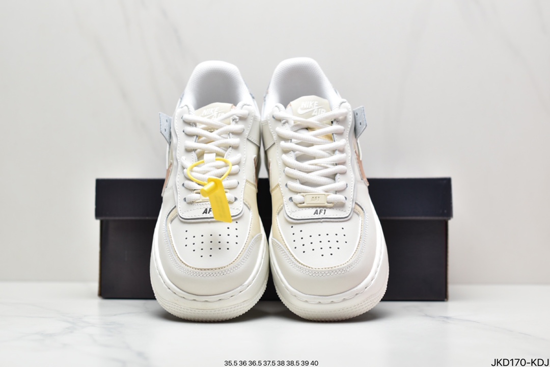 160 耐克Nike WMNS Air Force 1 Shadow 马卡龙空军一号轻量增高低帮百搭板鞋CI0919-100