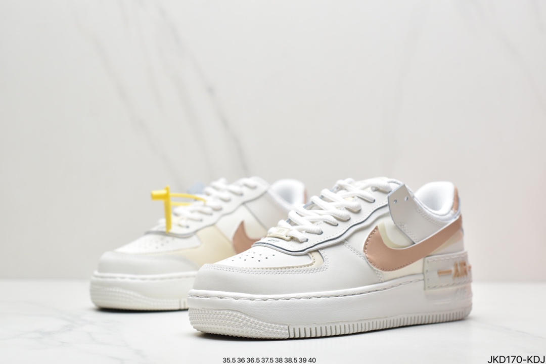 160 耐克Nike WMNS Air Force 1 Shadow 马卡龙空军一号轻量增高低帮百搭板鞋CI0919-100