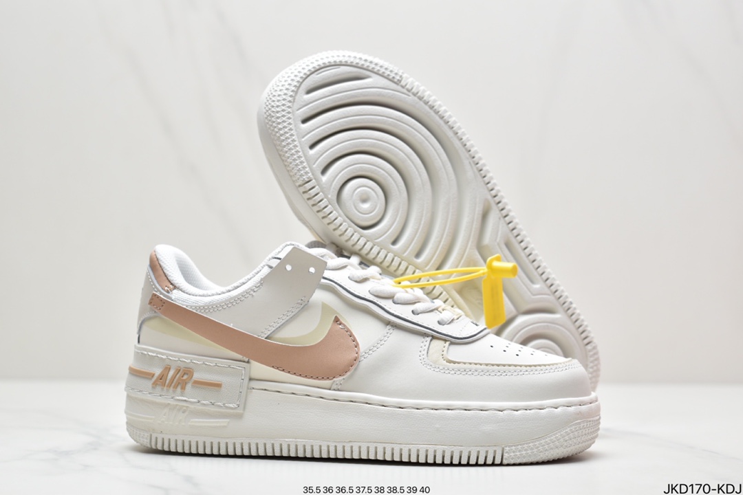 160 耐克Nike WMNS Air Force 1 Shadow 马卡龙空军一号轻量增高低帮百搭板鞋CI0919-100