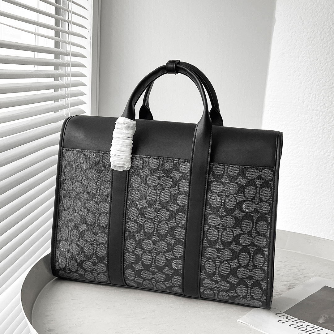 Coach C 家 5319 男士新款公文包到货 高端PVC拼皮 纯色部分是头层牛皮