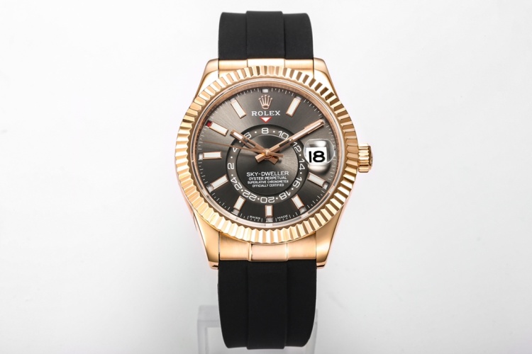 Rolex Sky-Dweller Rose Gold Case with Black Rubber Strap 42mm Dial Watch 1 Rolex Sky-Dweller Rose Gold Case with Black Rubber Strap 42mm Dial Watch