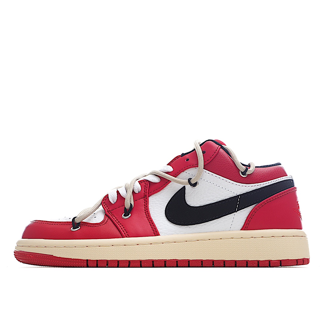 G0 全新耐克Nike Air Jordan 1 Low “Chicago” H白红解构 芝加哥配色 AJ1乔丹一代低帮经典复古文化休闲运动篮球鞋。官方
