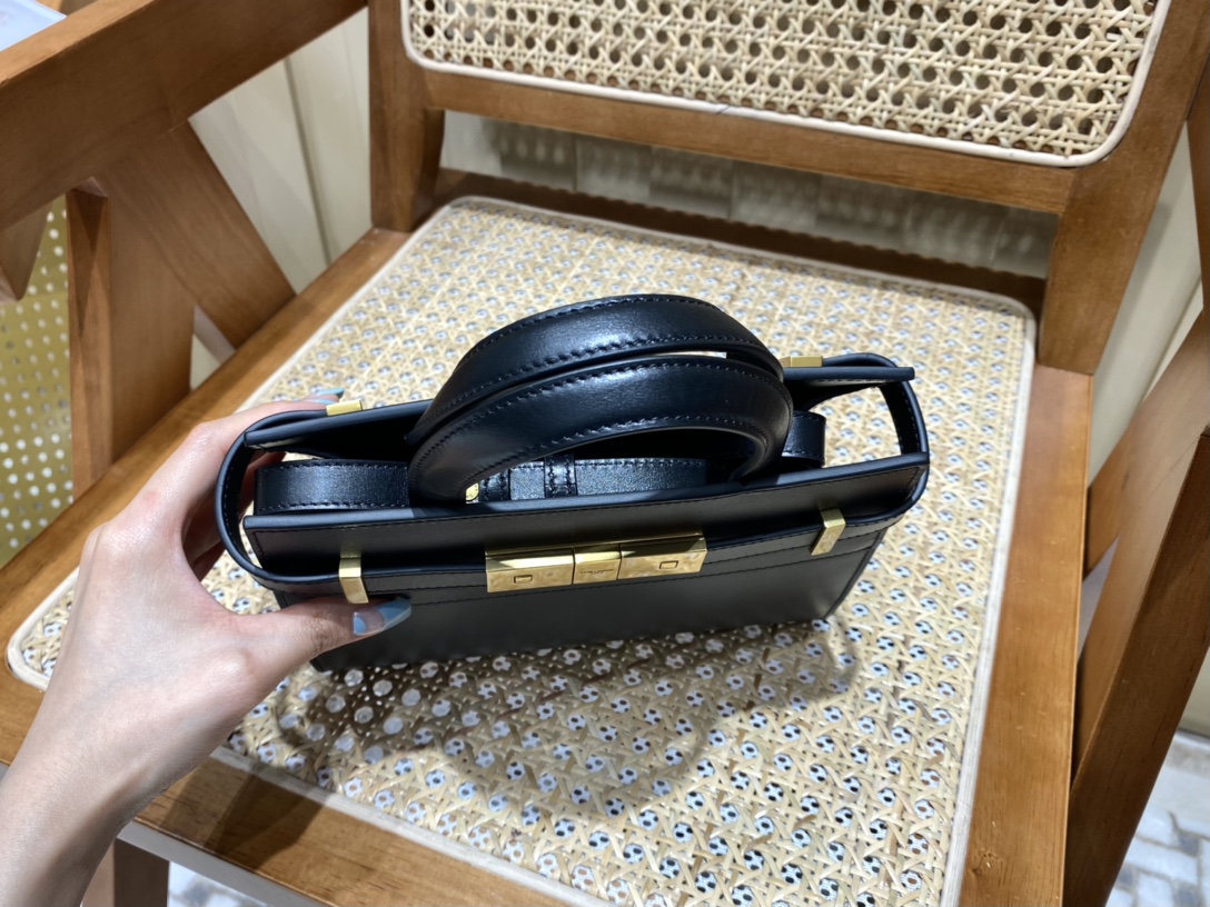 Ysl 𝑴𝑨𝑵𝑯𝑨𝑻𝑻𝑨𝑵 𝑵𝑨𝑵𝑶曼哈顿手提包 牙签纹黑色金扣593741