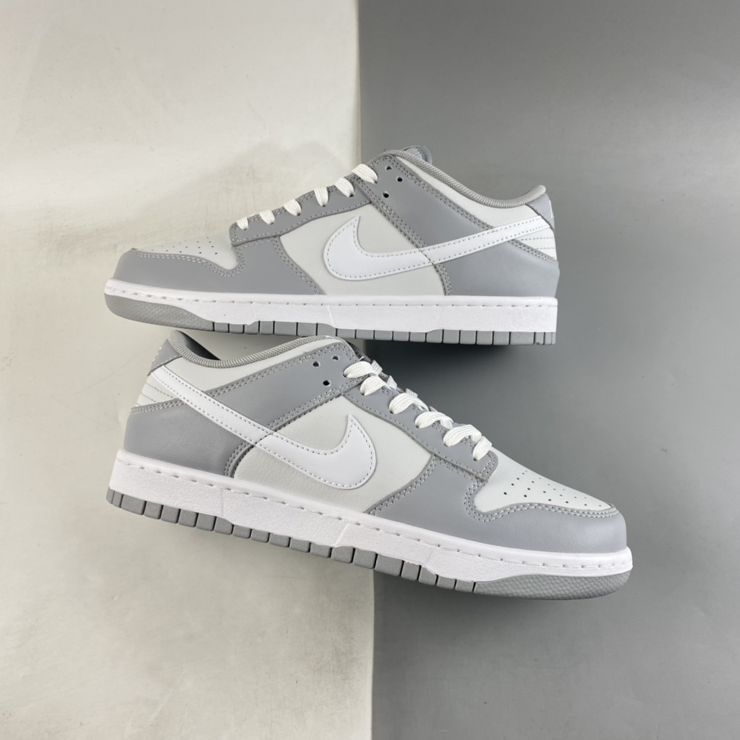 P280  Nk WMNS SB Dunk Low”White/Black”扣篮系列低帮休闲运动滑板板鞋“皮革白灰” DJ6188-001