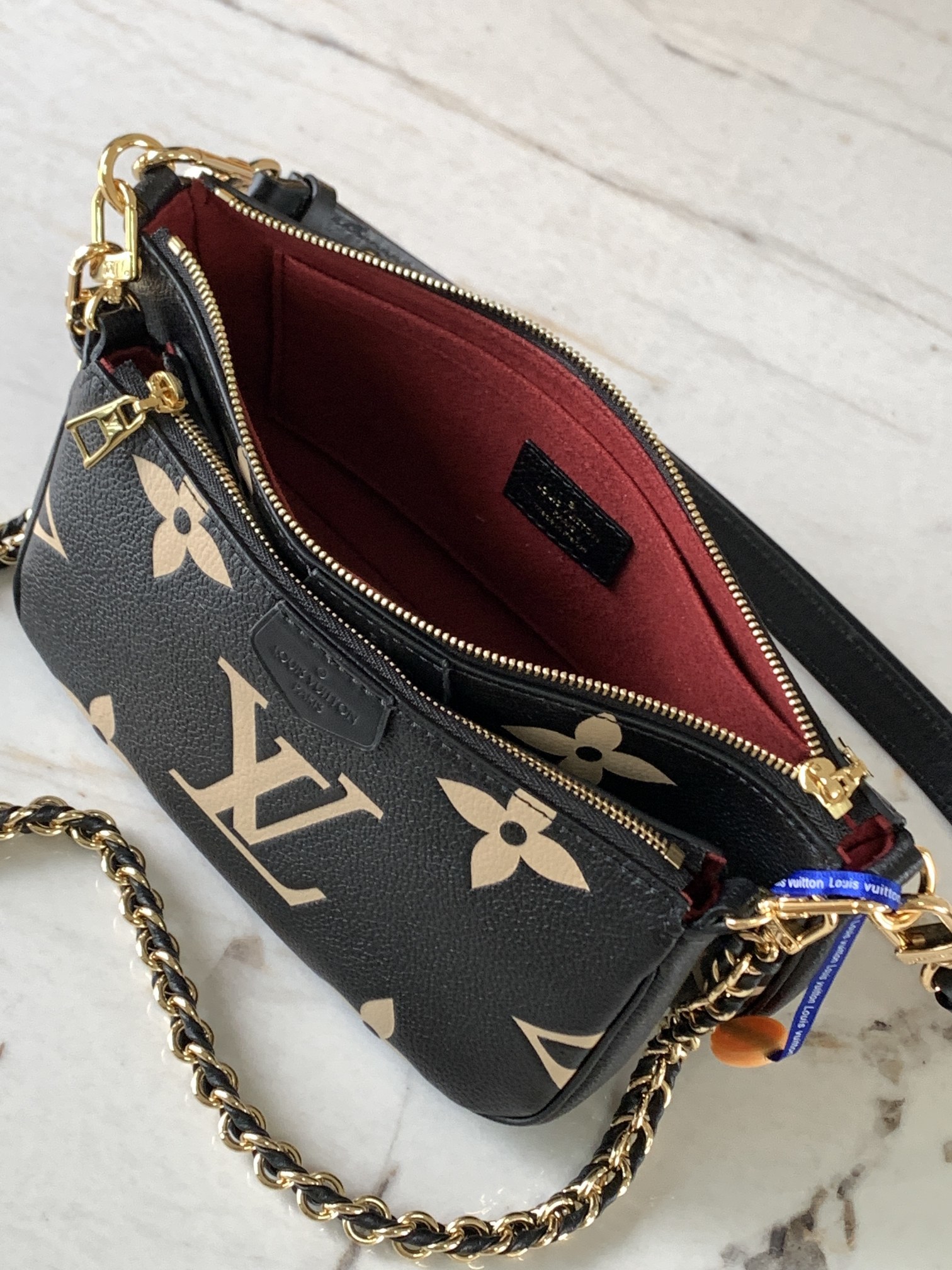 特级原厂皮全钢五金M45777黑色丝印压花本款MultiPochetteAccessoires斜挎包采用