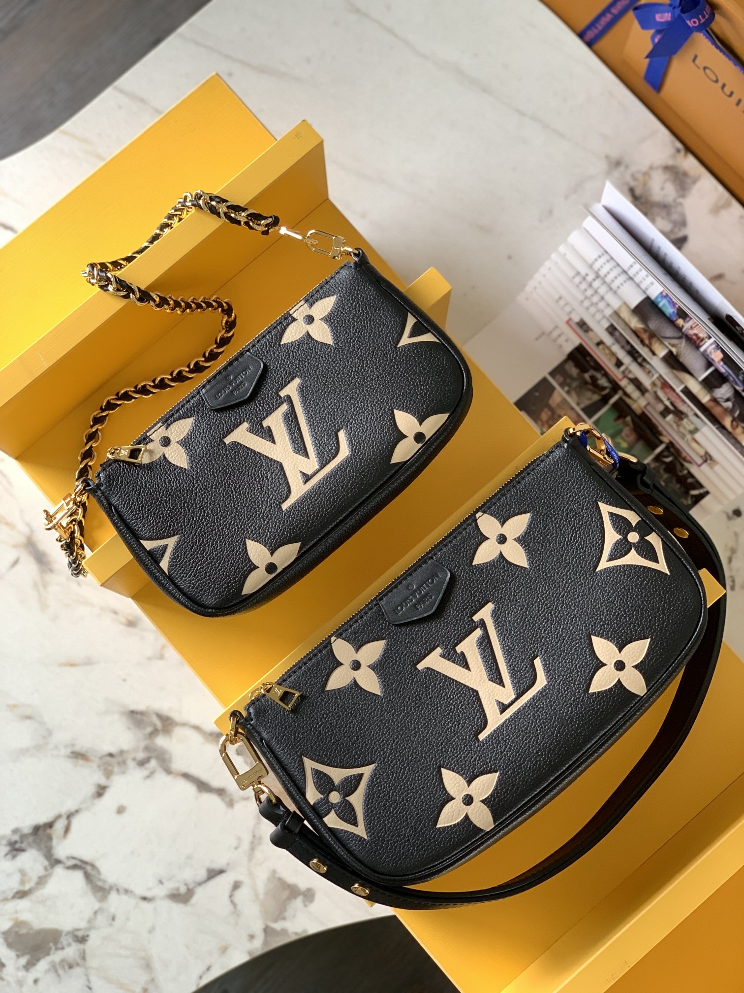 特级原厂皮全钢五金M45777黑色丝印压花本款MultiPochetteAccessoires斜挎包采用