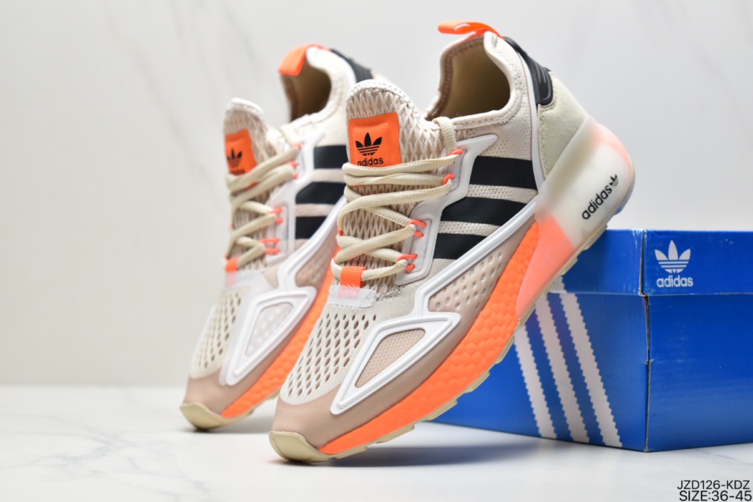 140 真标阿迪达斯Adidas ZX 2K Boost低帮高弹复古休闲运动百搭跑鞋