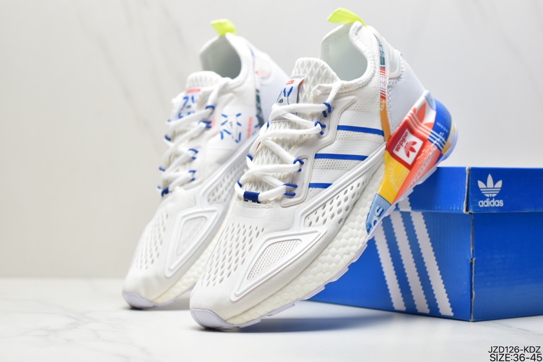 140 真标阿迪达斯Adidas ZX 2K Boost低帮高弹复古休闲运动百搭跑鞋