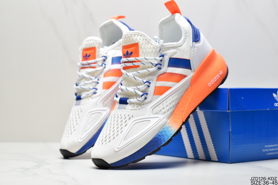 140 真标阿迪达斯Adidas ZX 2K Boost低帮高弹复古休闲运动百搭跑鞋