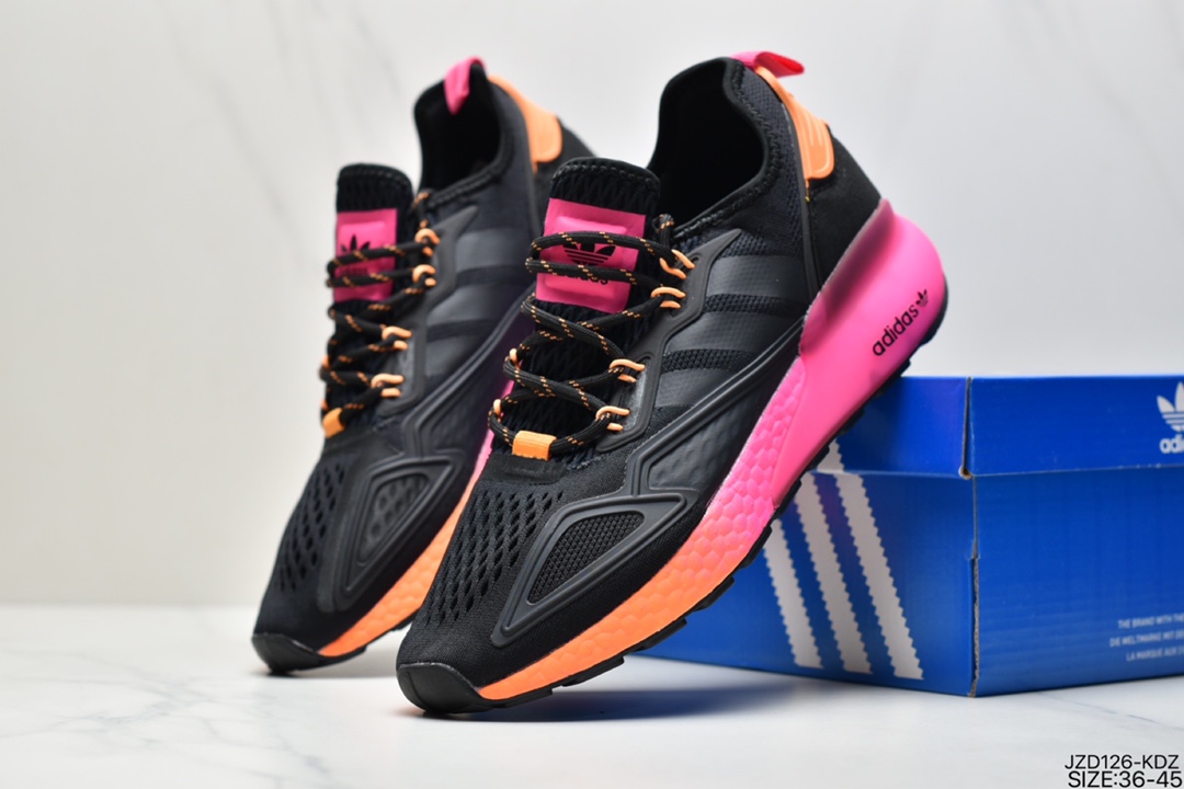 140 真标阿迪达斯Adidas ZX 2K Boost低帮高弹复古休闲运动百搭跑鞋