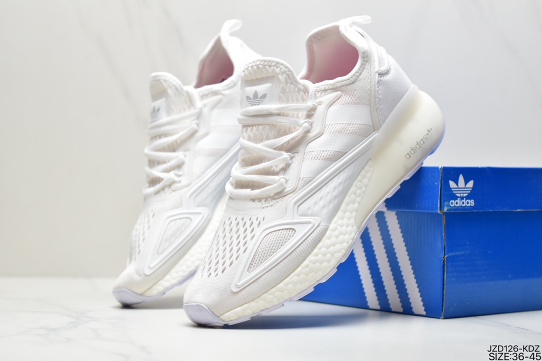 140 真标阿迪达斯Adidas ZX 2K Boost低帮高弹复古休闲运动百搭跑鞋