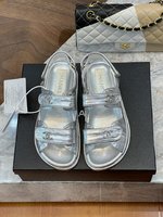 Chanel Shoes Sandals New 2023 
 Lychee Pattern All Copper Cowhide Genuine Leather Oil Wax Resin Sheepskin Spring/Summer Collection