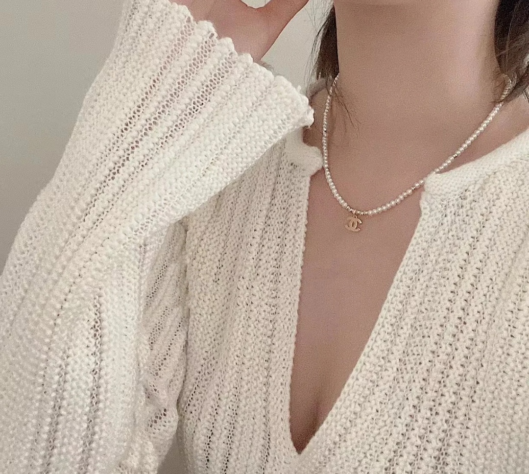 新款☑️CHANEL香奈儿双c天然珍珠项链