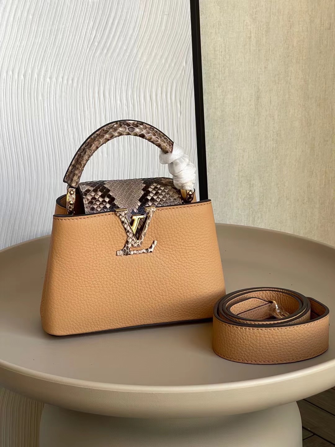 Louis Vuitton LV Capucines Bags Handbags Taurillon Snake Skin Mini N80007