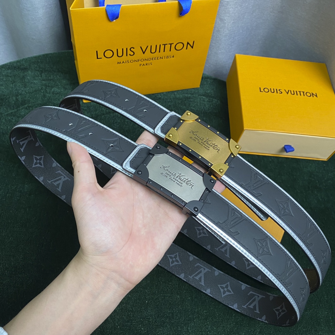 Louis Vuitton Belts Monogram Eclipse Calfskin Canvas Cowhide Spring/Summer Collection