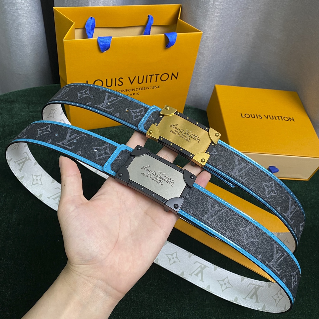 Louis Vuitton Belts Monogram Eclipse Calfskin Canvas Cowhide Spring/Summer Collection