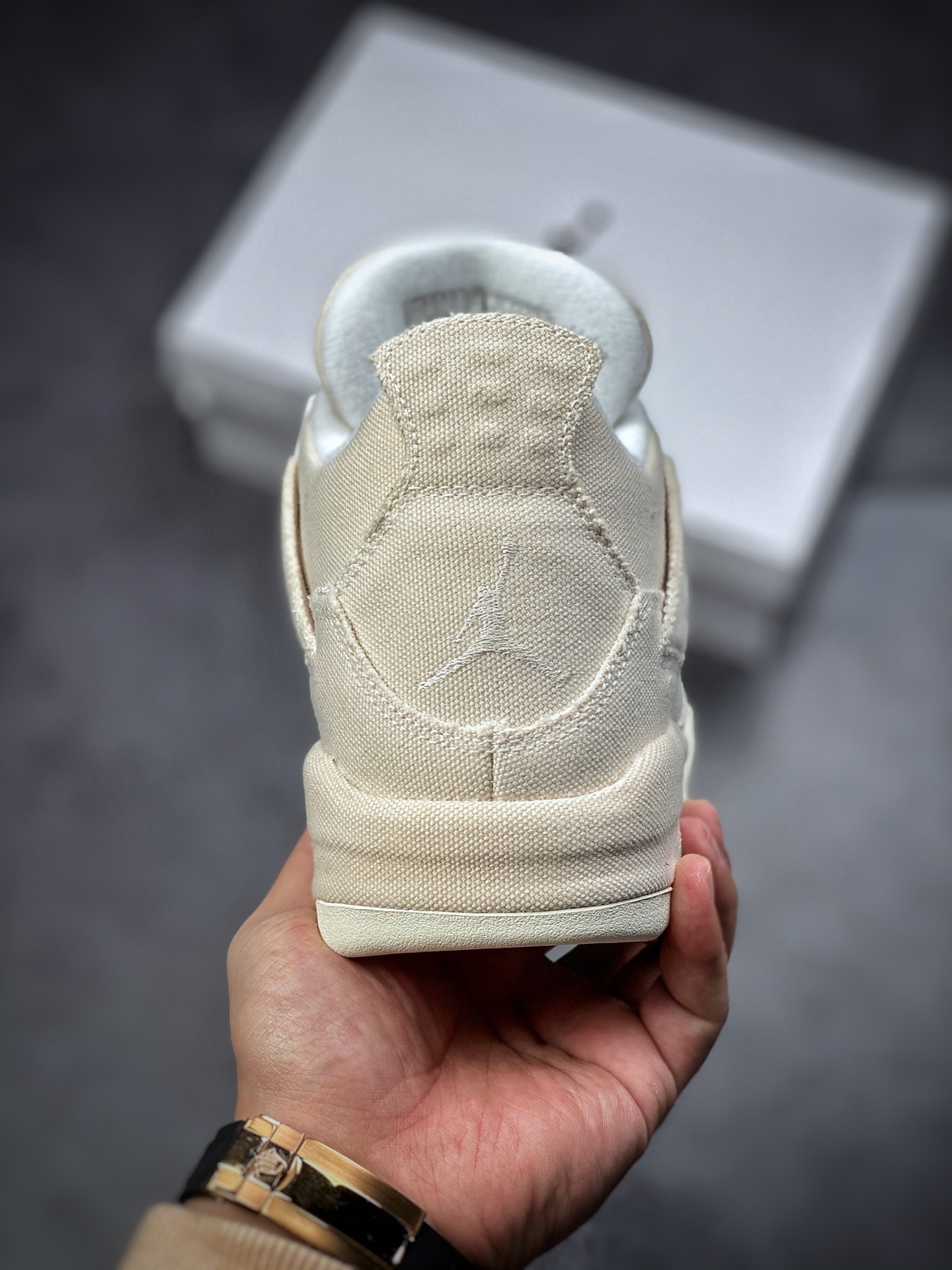 350  Air Jordan4 Retro”Canvas”复古篮球鞋 米白帆布 小Levi’s DQ4909-100