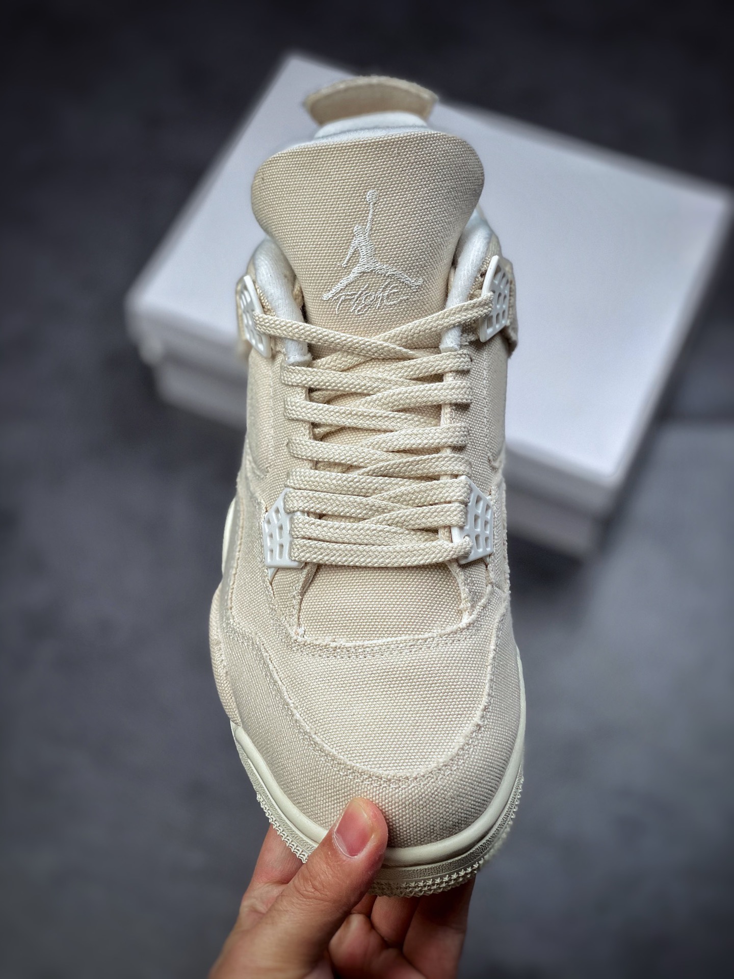 350  Air Jordan4 Retro”Canvas”复古篮球鞋 米白帆布 小Levi’s DQ4909-100
