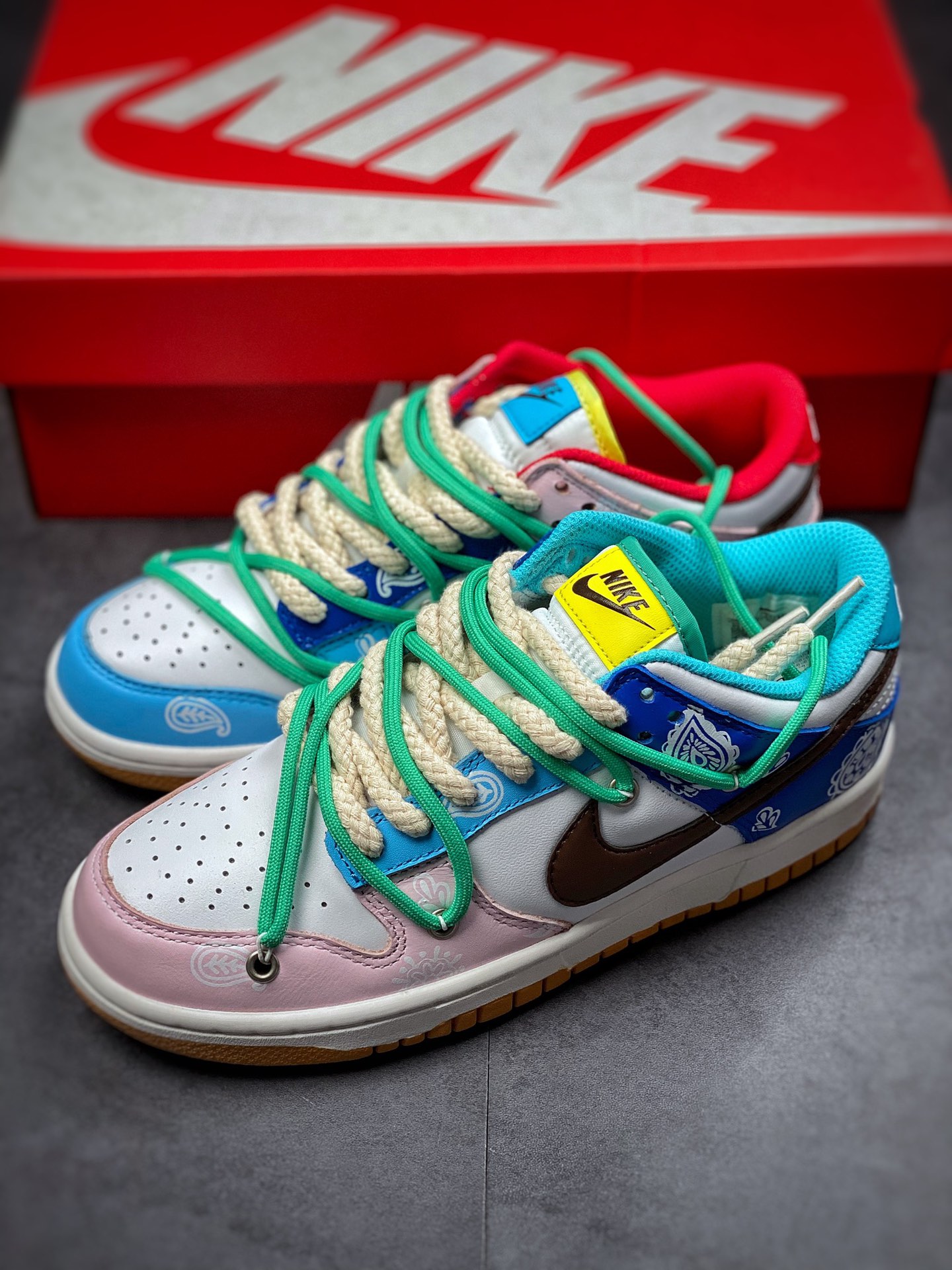 360  NIKE DUNK LOW  SE “Retro” 解构闪电 鸳鸯粉紫拼接腰果花 CZ2496-100