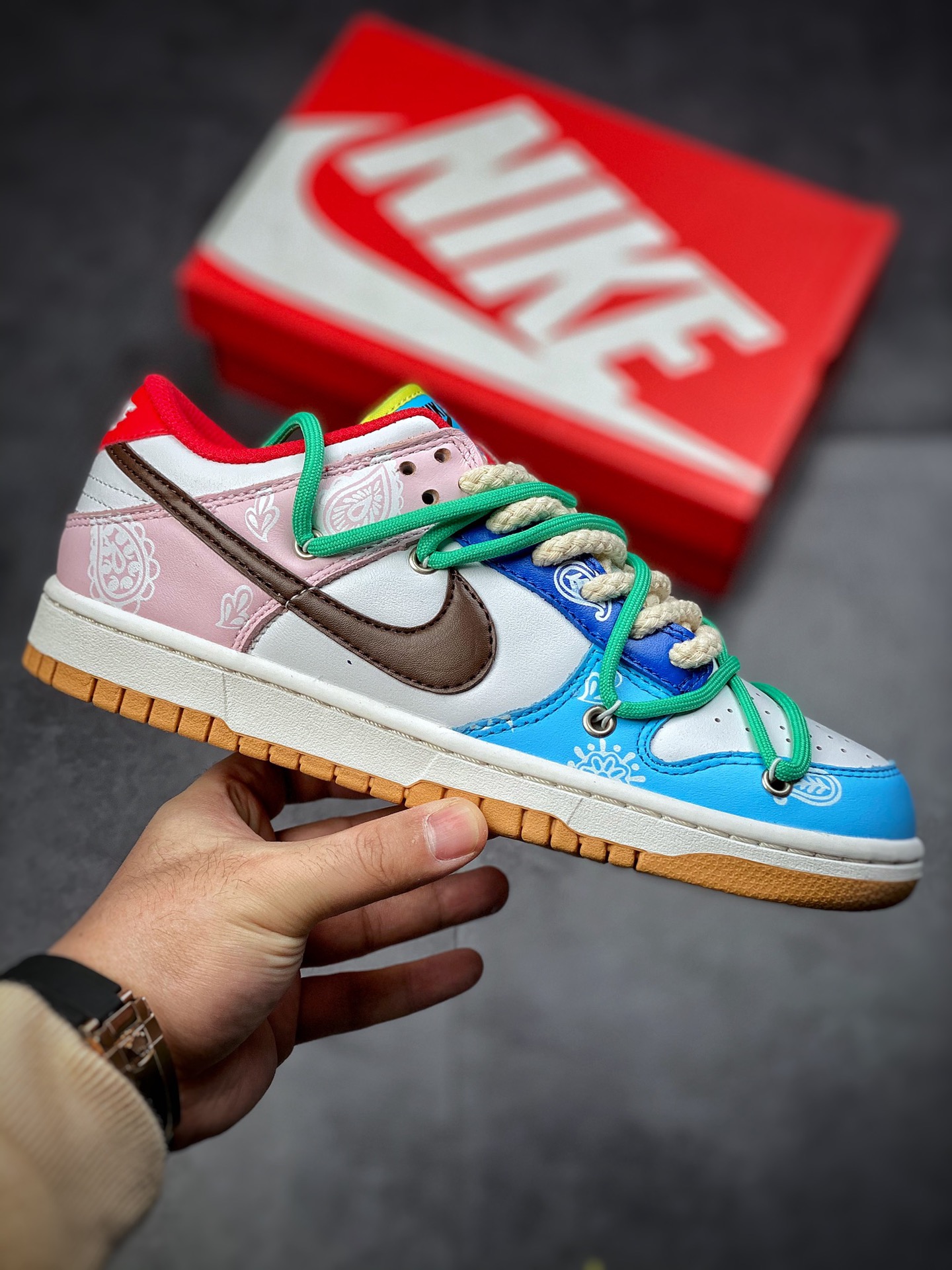 360  NIKE DUNK LOW  SE “Retro” 解构闪电 鸳鸯粉紫拼接腰果花 CZ2496-100