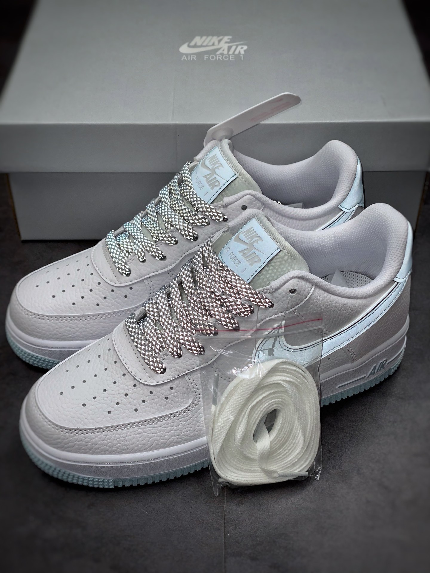 220  Nike Air Force 1 Low 07 白蓝色 原楦头原纸板打造纯正空军版型 AQ2566-201