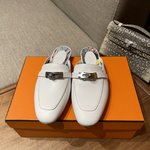 Hermes Kelly Shoes Half Slippers Sewing Genuine Leather