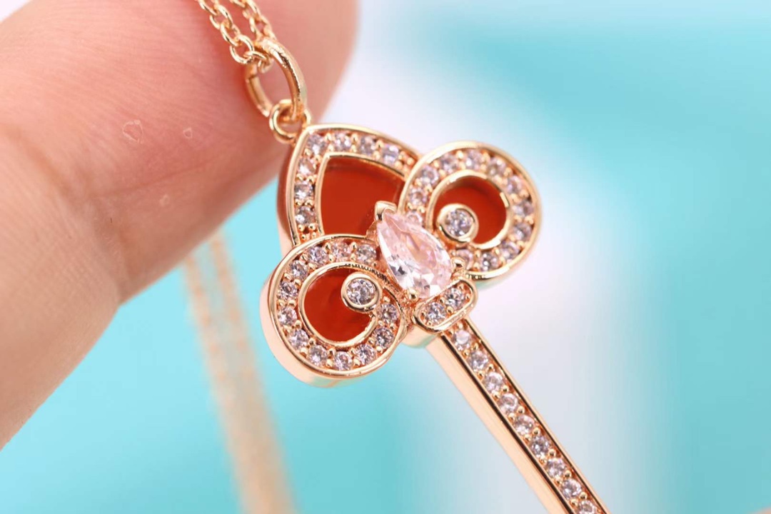 Tiffany & Co. Tiffany&Co. Fleur de Lis红色鸢尾花钥匙项链