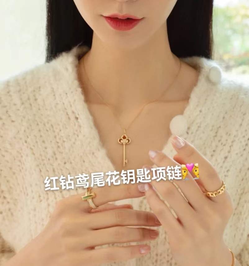 Tiffany & Co. Tiffany&Co. Fleur de Lis红色鸢尾花钥匙项链
