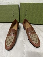 Gucci Shoes Loafers Wholesale Replica Shop
 Gold Green Genuine Leather Sheepskin Spring Collection Vintage