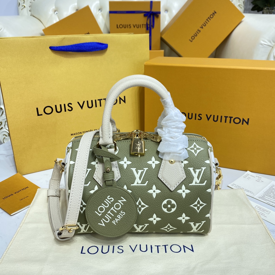 1:1 Clone
 Louis Vuitton LV Speedy Bags Handbags Black Green Printing Empreinte​ Cowhide M46118